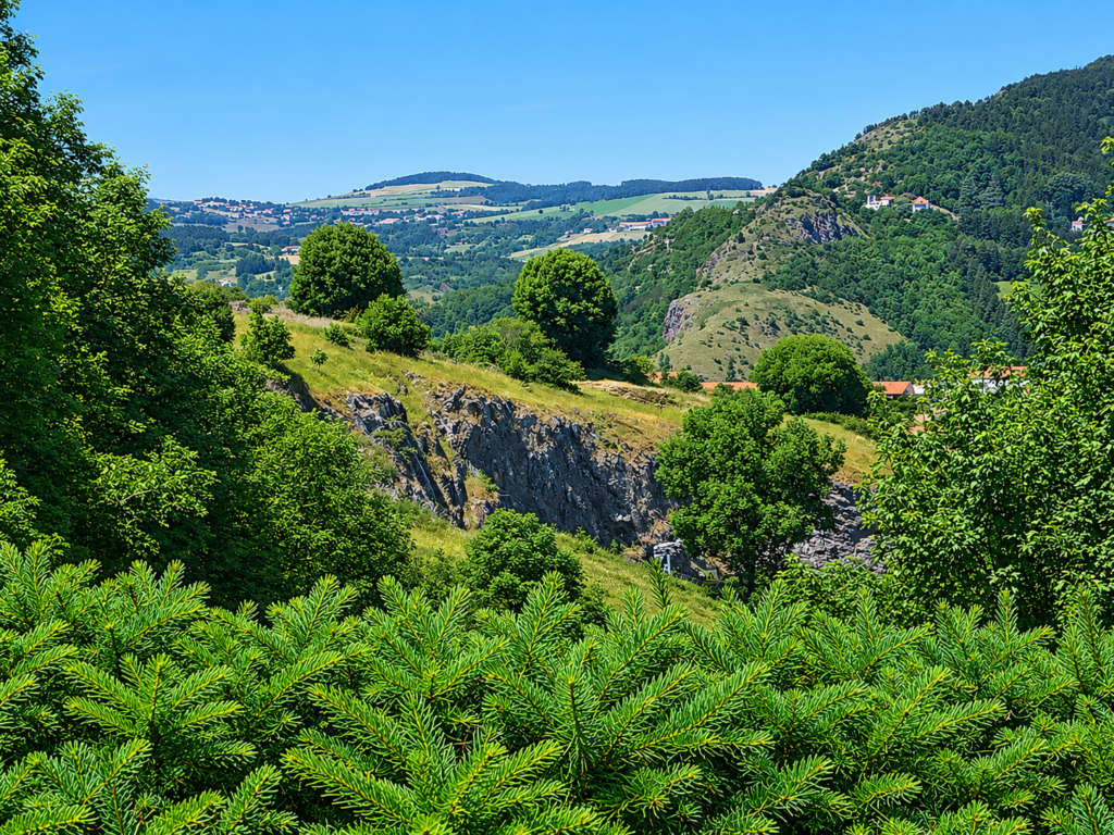 Vue sur les paysages de Haute-Loire depuis La Terrasse de Compostelle près du Puy-en-Velay