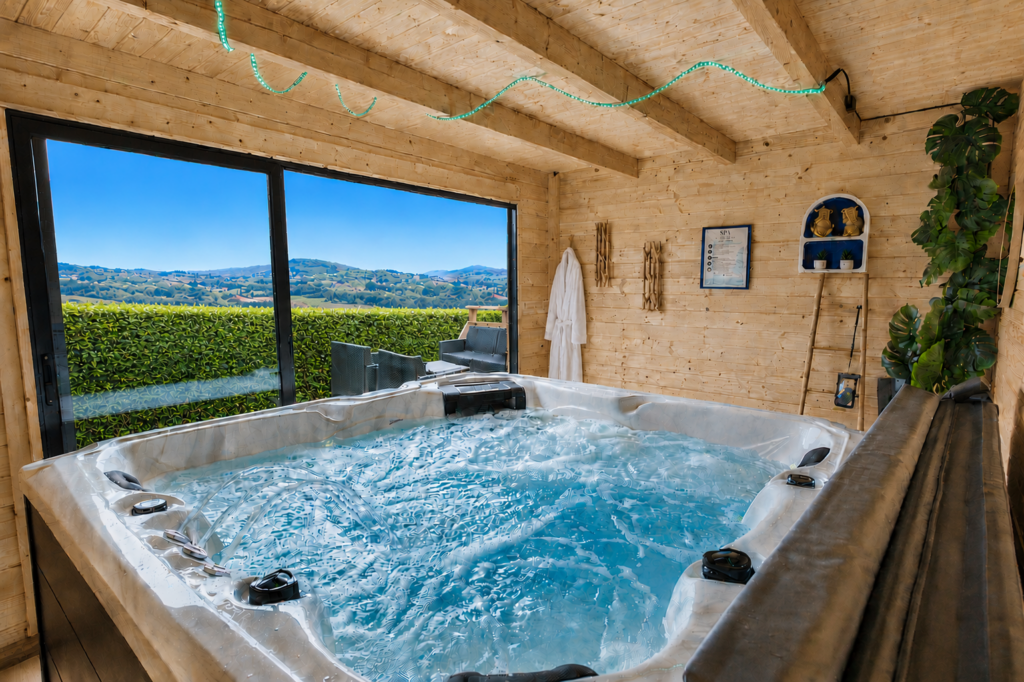 Jacuzzi privatif couvert de La Terrasse de Compostelle