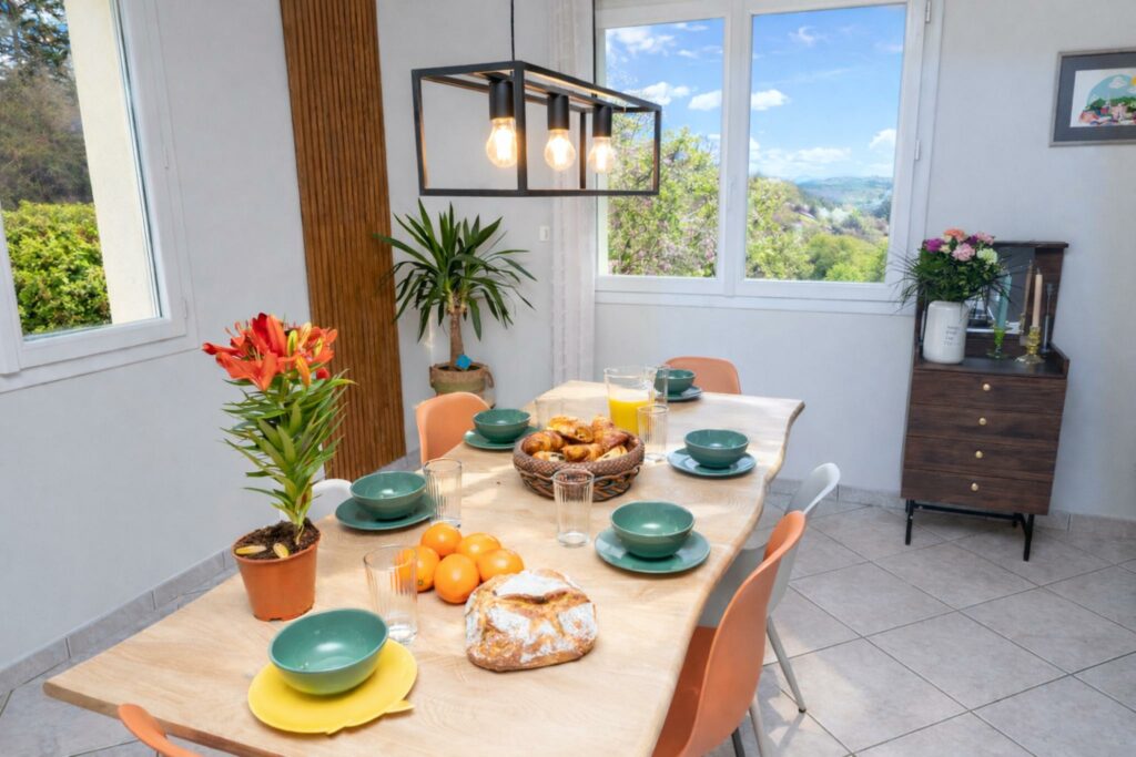 Salle à manger du Balcon de Compostelle près du Puy-en-Velay